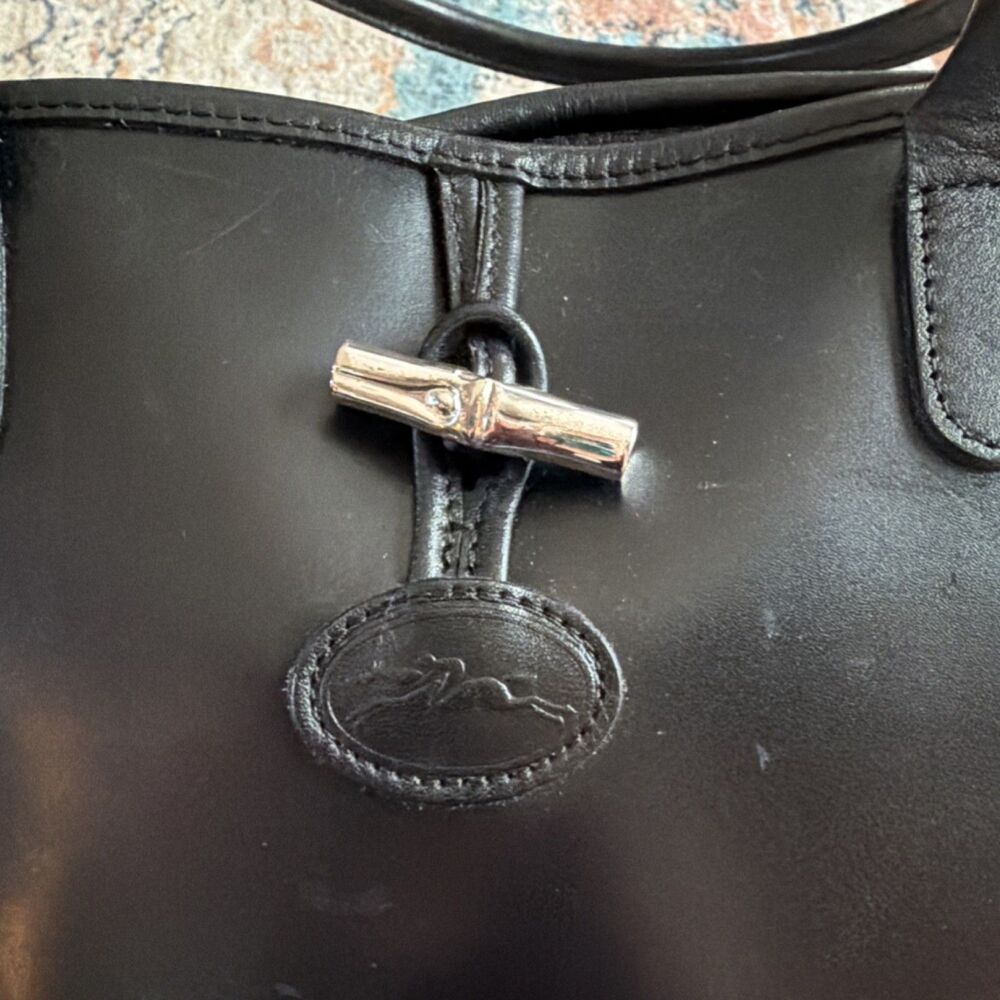 Vintage x LONG Champ  Black Classic Tote 90s - Picture 3 of 10